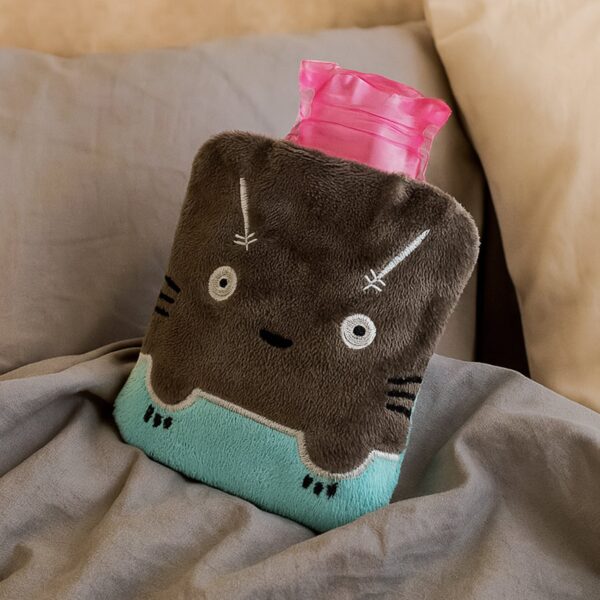 Grey Cat Print Hot Water Bag