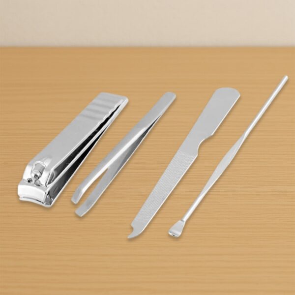 4-in-1 Nail Clipper Kit: Stainless Steel Tools, Manicure Set (Travel Case) - Front View by Nari Haat, Indian ethnic w...