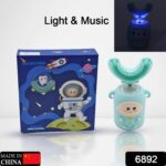 Electric Toothbrush With Light & Music, Kids U-Shaped 360Â° USB Rechargeable Plastic Automatic Toothbrush Portable ...