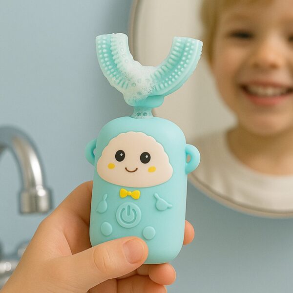 Electric Toothbrush With Light & Music, Kids U-Shaped 360Â° USB Rechargeable Plastic Automatic Toothbrush Portable ...