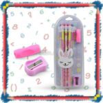 Cute Rabbit Bear Drawing Graphite Writing Pencil Set with Pencil Sharpener & Eraser, Pencil and Eraser Set with Erase...