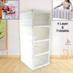 Stackable Multifunctional Storage, for Clothes Foldable Drawer Shelf Basket Utility Cart Rack Storage Organizer Cart ...