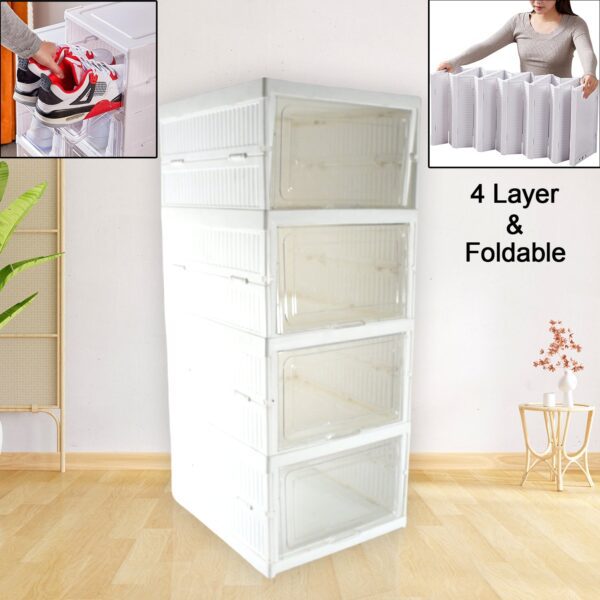 Stackable Multifunctional Storage, for Clothes Foldable Drawer Shelf Basket Utility Cart Rack Storage Organizer Cart ...
