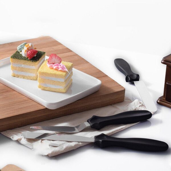 MULTI-FUNCTION STAINLESS STEEL CAKE ICING SPATULA FLAT ANGULAR TRIANGLE PALLET KNIFE SET - Front View by Nari Haat, I...