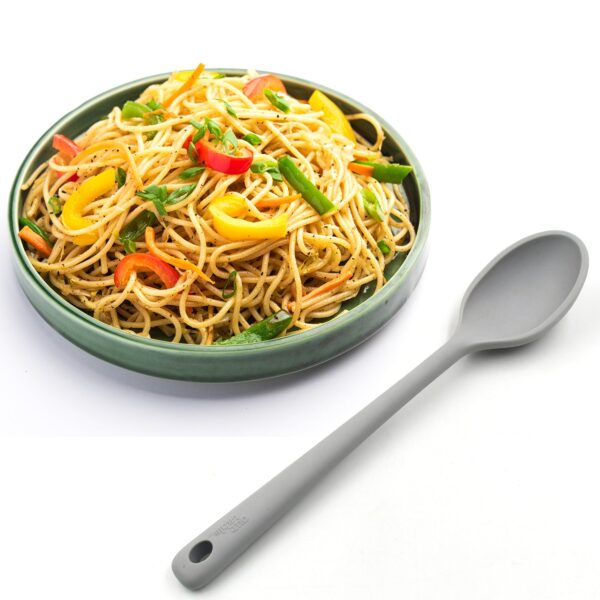 Silicone Spoons for Cooking - Large Heat Resistant Kitchen Spoons (32 cm) - Front View by Nari Haat, Indian ethnic we...