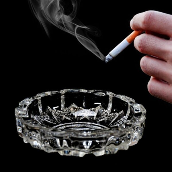 paricutin Glass Crystal Quality Cigar Cigarette Ashtray - Front View by Nari Haat, Indian ethnic wear, women clothing...