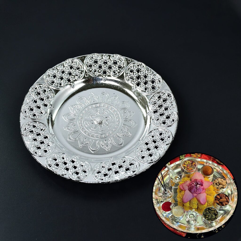 Silver-plated Swastik Pooja Thali Set