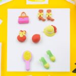 Fancy & Stylish Mini Erasers for Kids (9 Pc Set) - Fun Designs, Party Favors - Neckline Detail by Nari Haat, Indian e...