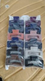 Matte Finish Rectangle Hair Claw Clip Women and Girls – Assorted Color Pack – 1 Pc - Fabric Detail by Nari Haat, ...