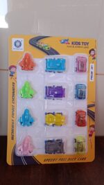 Mini Pull Back Car & Aeroplane Plastic Pull Back Car Cartoon Toys (12 Pcs Set) - Fabric Detail by Nari Haat, Indian e...