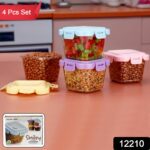 Plastic Food Storage Containers with Lid (4 Pcs Set / 500 ML) - Closeup Embroidery by Nari Haat, Indian ethnic wear, ...