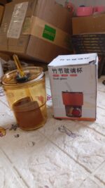 Glass Coffee Mug with Straw & Lid: Perfect for Home & Travel - Fabric Detail by Nari Haat, Indian ethnic wear, women ...