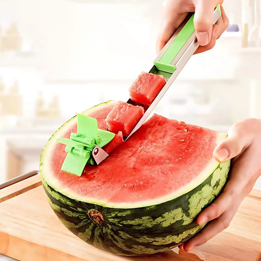 Stainless steel windmill watermelon slicer and peeler