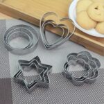 Stainless steel cookie cutter set with heart, star, round, flower shapes