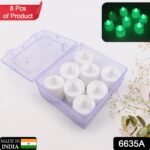 Green Flameless LED Tealights Smokeless Decorative Candles LED Tea Light Pack of 8 - With Dupatta by Nari Haat, India...