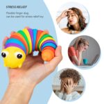 3D Rainbow Color Plastic Slug Fidget Toys, Stress Relieving Toy, Sensory Slug Toy for Boys and Girls, Finger slug Toy...