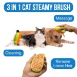 3-in-1 Cat Steamy Brush – Self-Cleaning Pet Grooming & Hair Removal Comb - Closeup Embroidery by Nari Haat, Indian ...