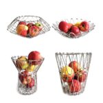 Multipurpose Fruit Basket Stainless Steel Wire Bowl Foldable Basket - Full Detail by Nari Haat, Indian ethnic wear, w...