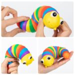 3D Rainbow Color Plastic Slug Fidget Toys, Stress Relieving Toy, Sensory Slug Toy for Boys and Girls, Finger slug Toy...