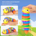3D Rainbow Color Plastic Slug Fidget Toys, Stress Relieving Toy, Sensory Slug Toy for Boys and Girls, Finger slug Toy...