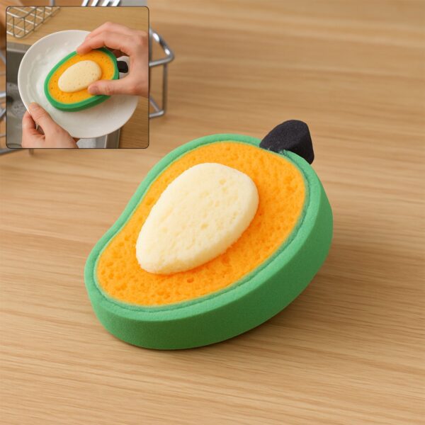 Multipurpose Mango Dish Sponge: Cleans Kitchen & Bath (Soft & Durable, 1 Pc) - Front View by Nari Haat, Indian ethnic...