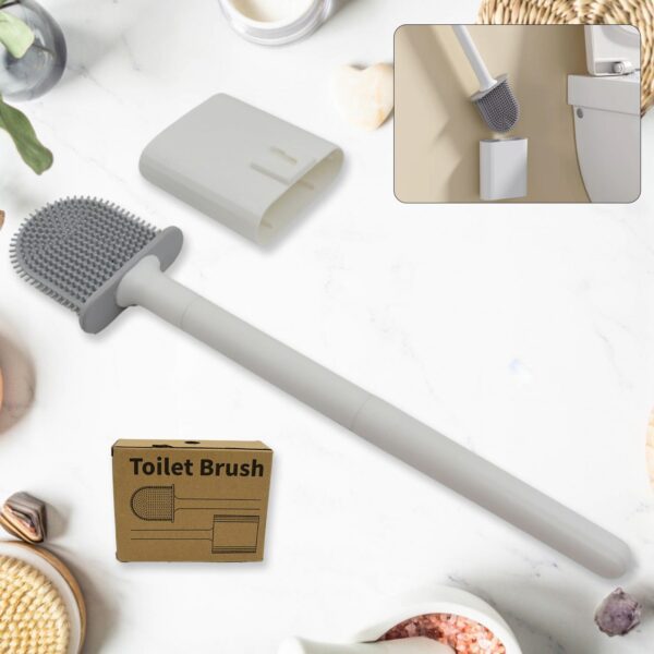 Portable Silicone Toilet Brush – Wall-Mounted, Anti-Drip Cleaner with Non-Slip Handle - Front View by Nari Haat, In...