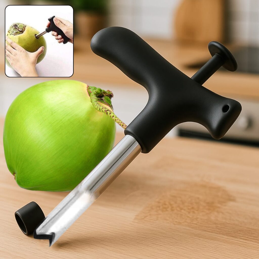 Black stainless steel coconut opener