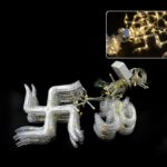 Swastik Om Curtain Decorative LED String Lights with 12 Props for Diwali & Home - Back View by Nari Haat, Indian ethn...