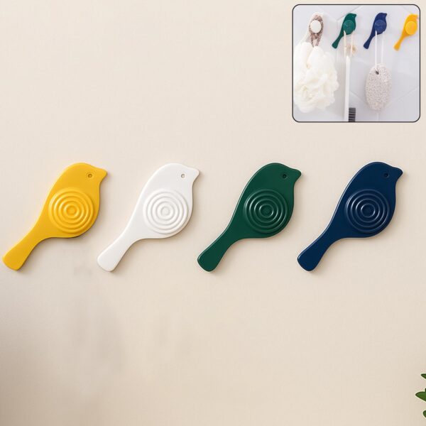 Bird Hook self Adhesive Hooks Wall Mounted Hook Shower Towel Hook (4 Pc Set) - Front View by Nari Haat, Indian ethnic...