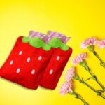 Strawberry Design Relief: Mini Hot Water Bag for Neck & Shoulders - Closeup Embroidery by Nari Haat, Indian ethnic we...