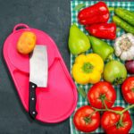 Plastic Kitchen Chopping Board with Tray – Convenient for Food Prep and Storage - Fabric Detail by Nari Haat, India...