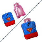 Superman Print Small Hot Water Bag with Cover for Pain Relief - Closeup Embroidery by Nari Haat, Indian ethnic wear, ...