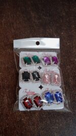 Diamond Jewellery Interchangeable Triangular Shaped (6 Pari / Mix Color & Design) - Fabric Detail by Nari Haat, India...