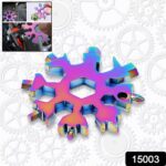 Durable & Portable 18-in-1 Snowflake Multi-Tool – Bottle Opener, Screwdriver & Wrench Kit - Closeup Embroidery by N...