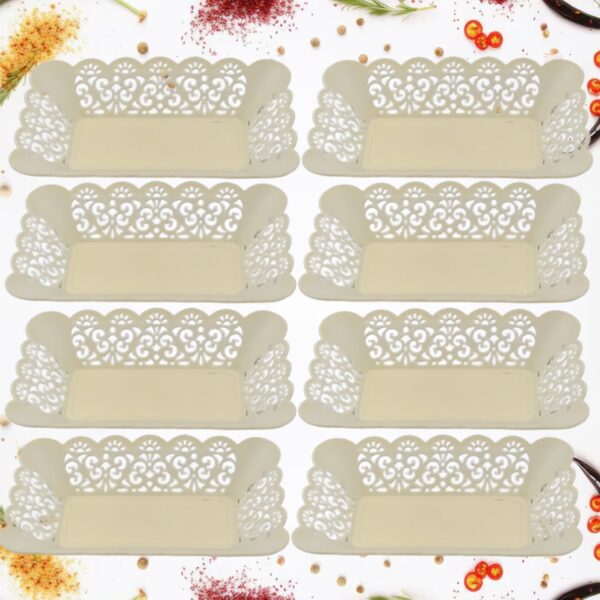 Rectangle Plastic Dinner Plate  Serving Trays Home School Office 8 Pcs Set - Front View by Nari Haat, Indian ethnic w...