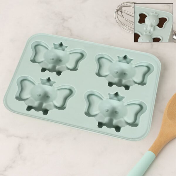 Silicone Cartoon Shape 4 Grid Ice Cube Tray  for Fridge 1 Pc - Front View by Nari Haat, Indian ethnic wear, women clo...
