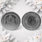 Ganesh Ji, Silver color Coin for Gift (1 Pc / Silver) - Sleeve Design by Nari Haat, Indian ethnic wear, women clothin...