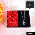 Rose Flower Gift Box, Handmade Eternal Rose I Love You Necklace, Valentine's Day - With Dupatta by Nari Haat, Indian ...
