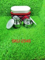 Corporate Lunch Stainless Steel Containers (Set of 3) - Neckline Detail by Nari Haat, Indian ethnic wear, women cloth...