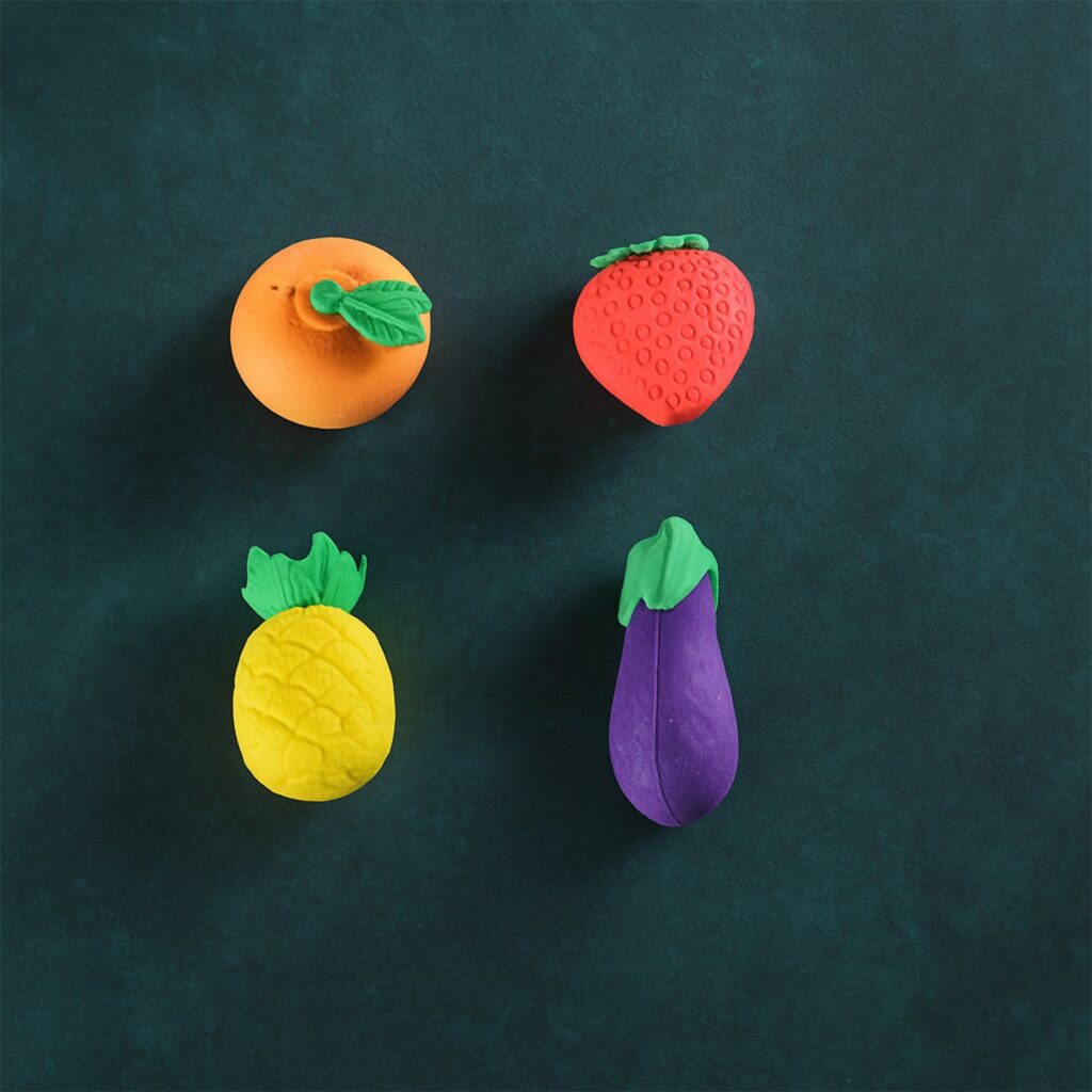 3D Veg & Fruit Eraser Set
