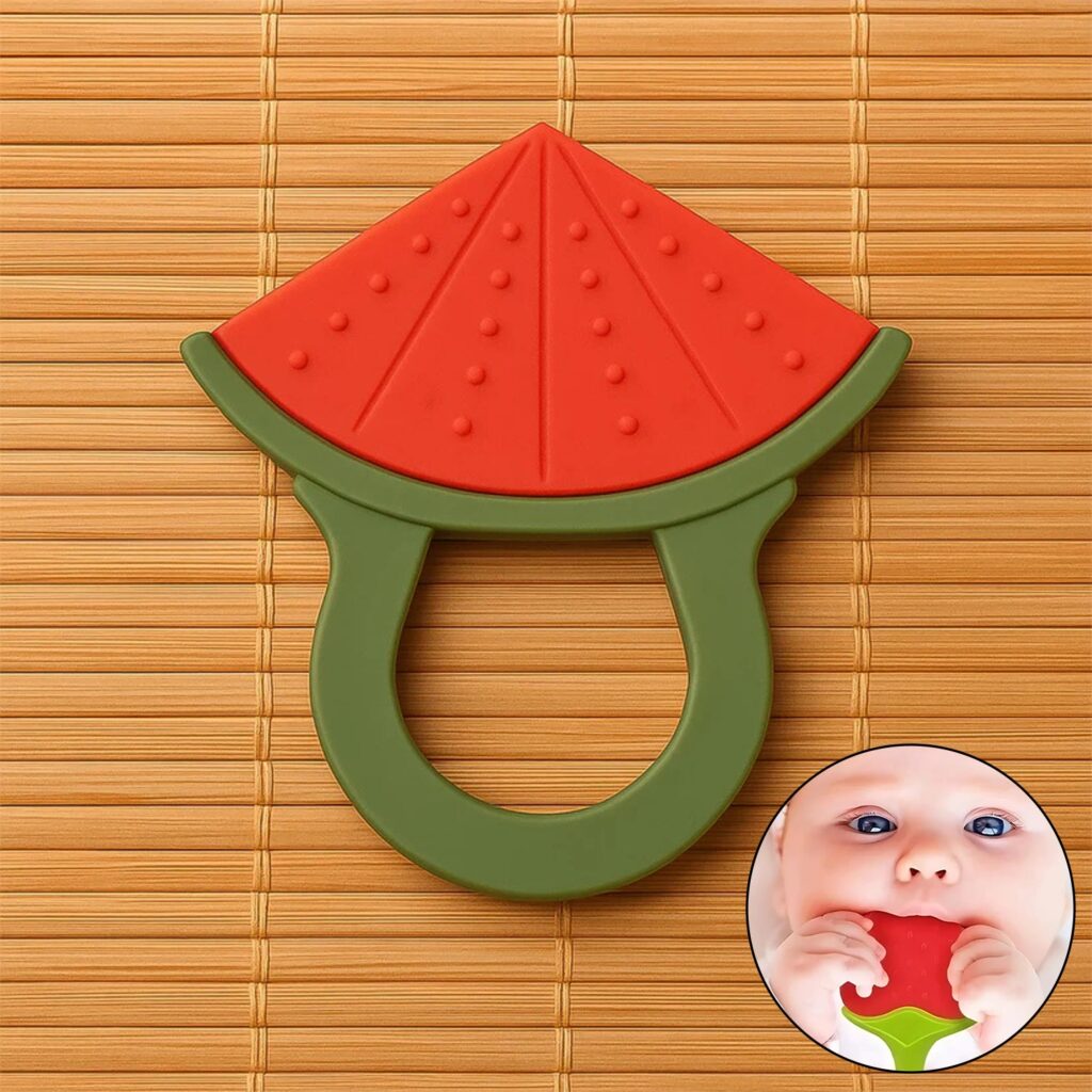 Baby Silicone Teether (1 Pc): Food Grade, Non-Toxic, Teething Relief (3 Months+) - Front View by Nari Haat, Indian et...