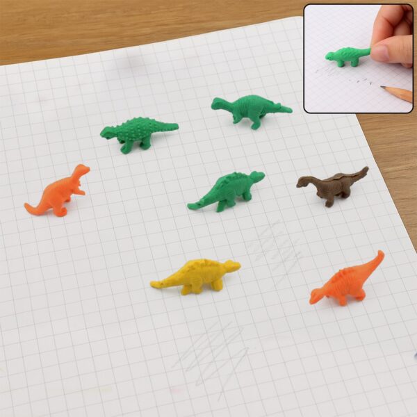 7 Piece Dinosaur Shaped Erasers for Kids - Animal Erasers, 3D Puzzle - Front View by Nari Haat, Indian ethnic wear, w...