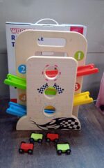 Wooden Ramp Racer Race Track Vehicle Play sets With 4 Mini Racers (with Handle) - Fabric Detail by Nari Haat, Indian ...