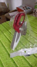 2 in 1 Kitchen Knife Scissor with Spring Locking Hinge and Chopping Board (1 Pc) - Neckline Detail by Nari Haat, Indi...