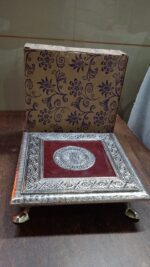 Silver - Square Pooja Chowki Patla / Bajot (20×20 CM / 1 Pc) - Full Detail by Nari Haat, Indian ethnic wear, women c...