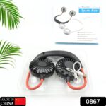 Hand Free Personal Fan - Portable USB Battery Rechargeable With Battery Comaprtment Mini Fan - Headphone Design Weara...