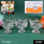 Glass Ice Cream Bowls Glass Dessert Cups for Sundae (6 pcs / 120ml) - With Dupatta by Nari Haat, Indian ethnic wear, ...