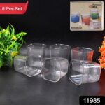 6pc Transparent Diamond Medium Serving Glass Set, Glass Set for Water, Juice etc - With Dupatta by Nari Haat, Indian ...