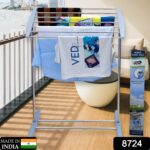 Multi-Functional Single Tier Mobile Towel Foldable Rack for Cloth and Towel / Stainless Steel and Plastic Made Mobile...