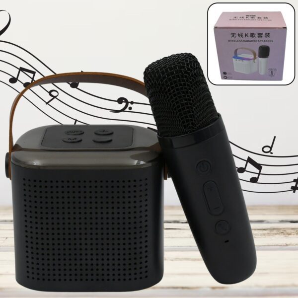Wireless Speaker Microphone Set with RGB Light – Portable Karaoke - Front View by Nari Haat, Indian ethnic wear, wo...